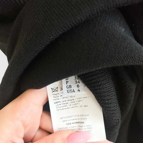 Nwt MOSCHINO Couture Black Sweater Mock Neck Dress Sequin Sleeves - Picture 10 of 11